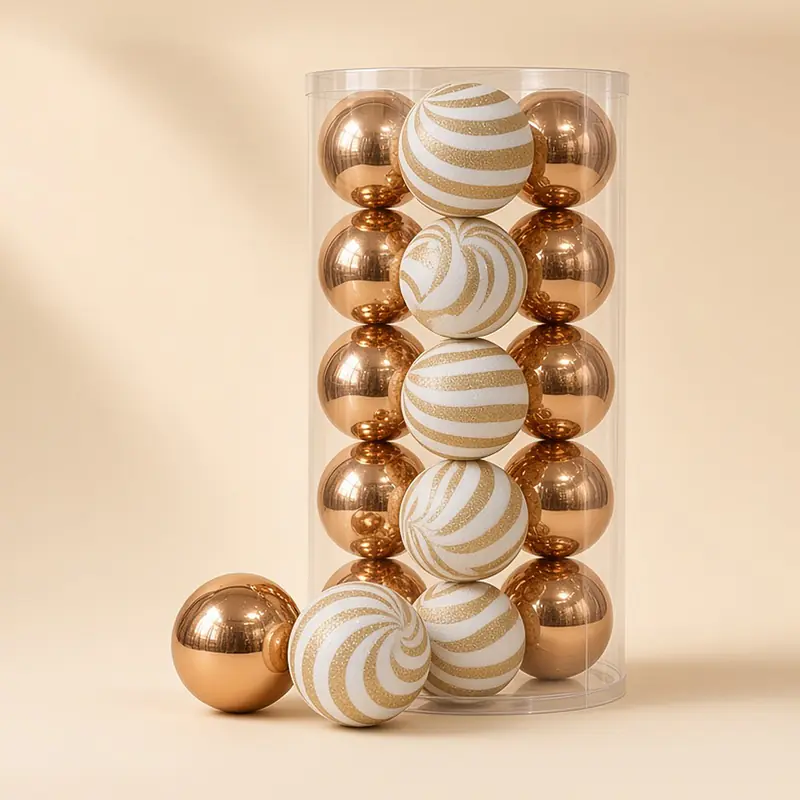 Esferas de cristal de 11 cm (12 piezas), diseños surtidos — modelo cobre y blanco