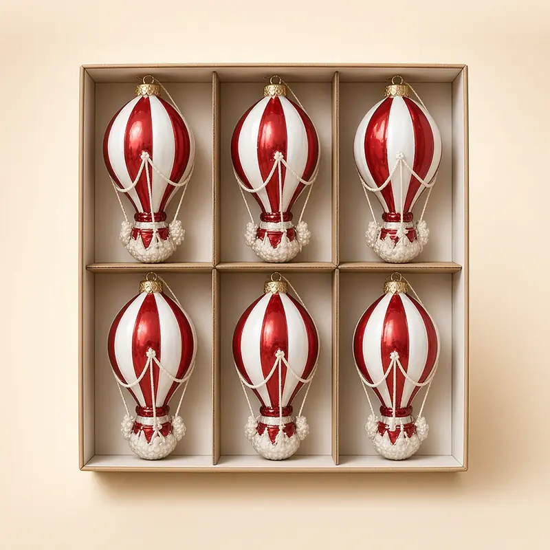 Globos aerostáticos de los valores de 10 cm (6 piezas) — color rojo y blanco