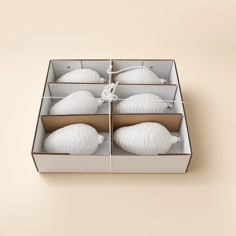 Piñas blancas de cristal de 15 cm (6 piezas)