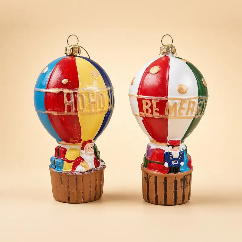 Globos aerostáticos de vidrio "HO HO HO" y "BE MERRY"