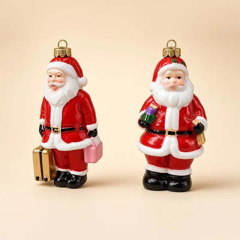 Santa con maleta de vidrio