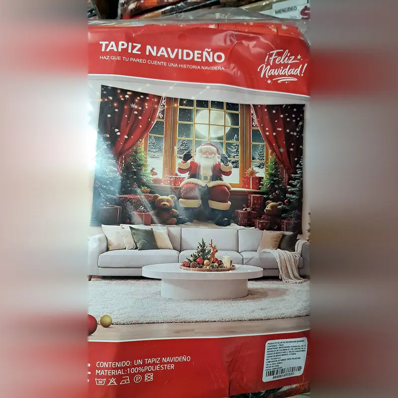 Tapiz navideño — diseño santa en la ventana
