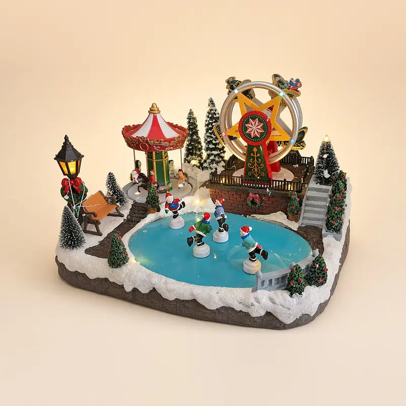 Villa pista de patinaje con rueda y carrusel (17 cm)