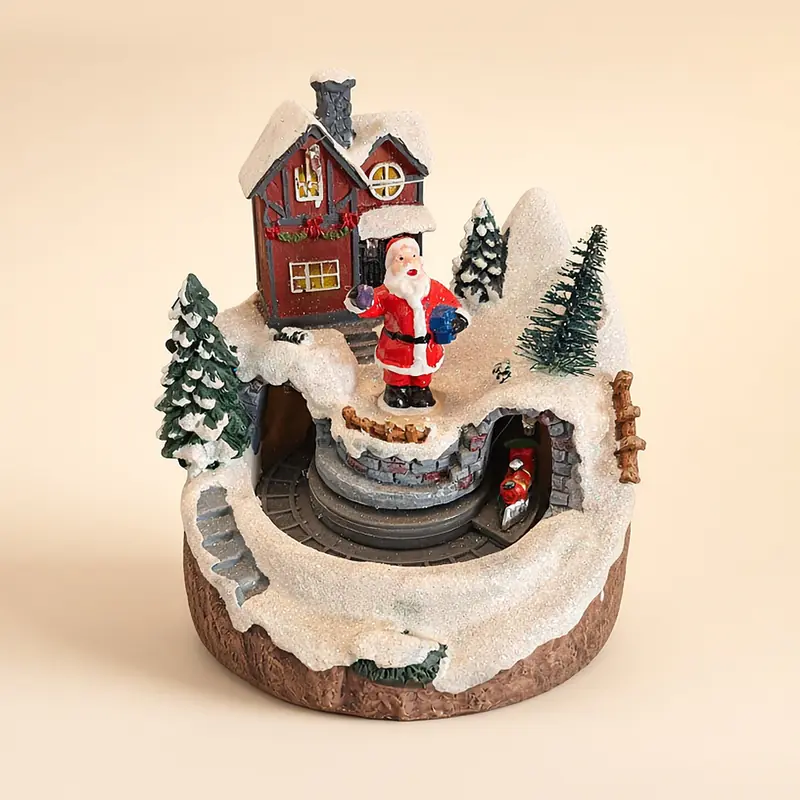 Villa casa de Santa con tren (12 cm)
